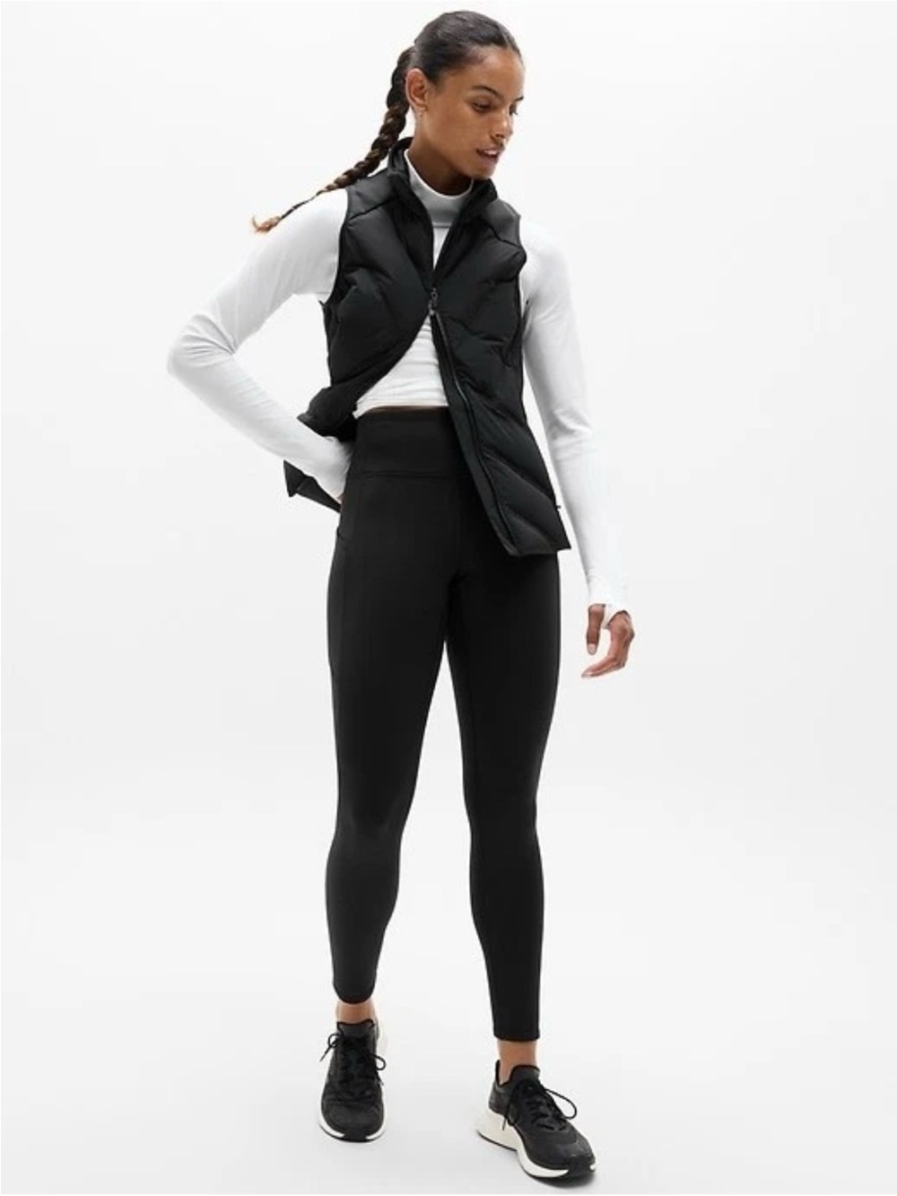 NWOT Athleta Altitude Fleece Lined Stash High Rise Legging // Black